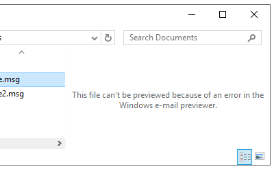 Can't preview MSG files in Windows Explorer