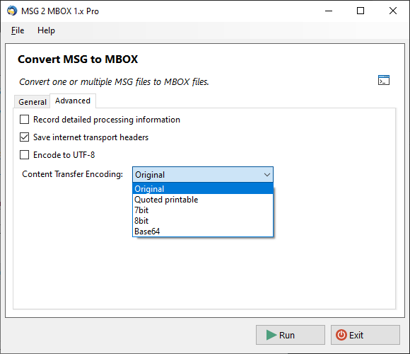 MSG to MBOX Converter Advanced Settings