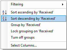 Sort descending by Received date