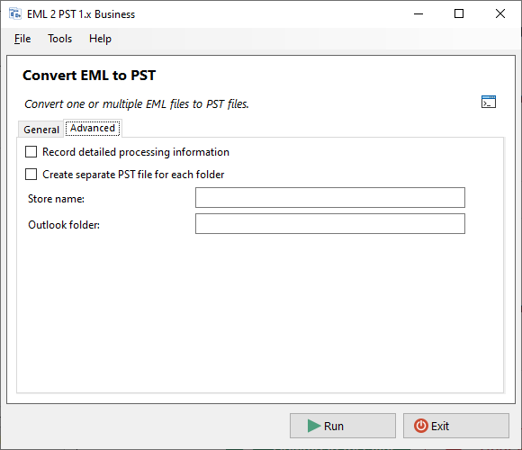 EML to PST Converter Advanced Settings