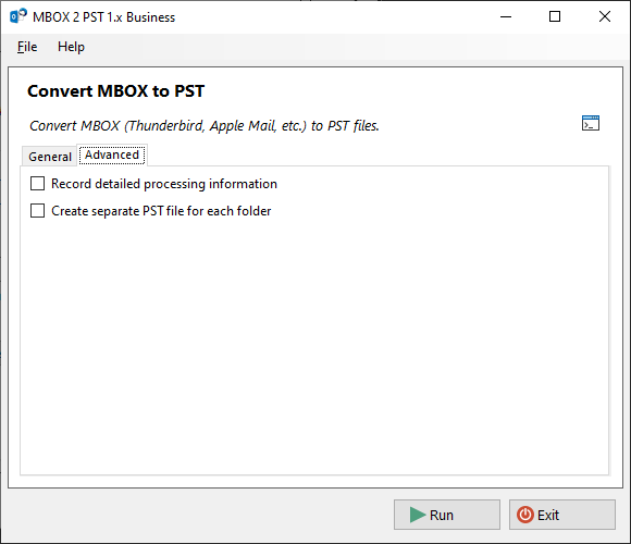 MBOX to PST Converter Advanced Settings