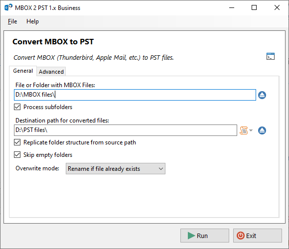MBOX to PST Converter General Settings
