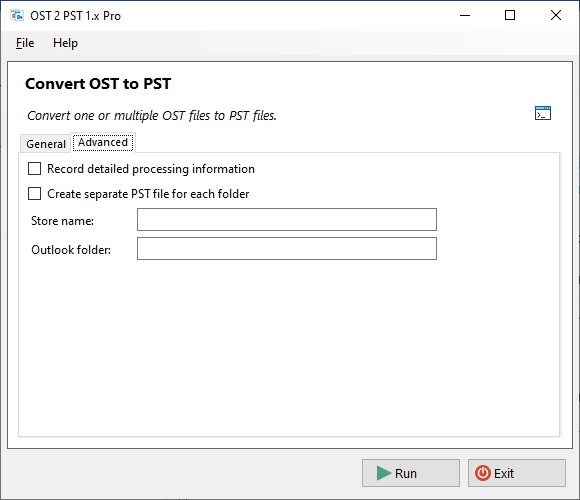 OST to PST Converter Advanced Settings