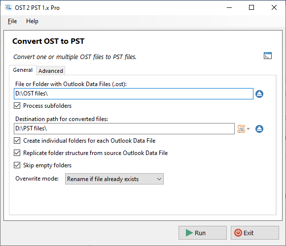 OST to PST Converter General Settings