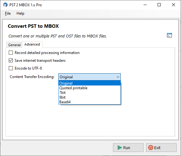 PST to MBOX Converter Advanced Settings