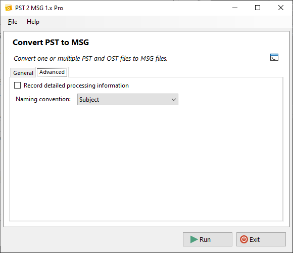 PST to EML Converter Advanced Settings