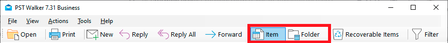 PST Walker toolbar button to open the MAPI Properties window