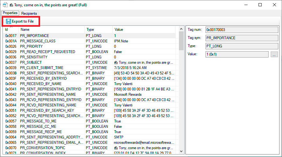 PST Walker export options for converting Outlook data to CSV