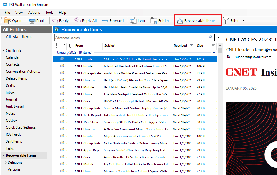 PST Walker Recoverable Items